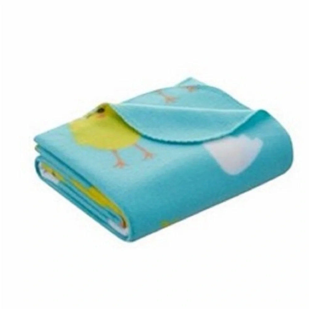 Easter Baby Chick Fleece Throw Blanket Turquoise Soft Cozy Spring Decor 50x60